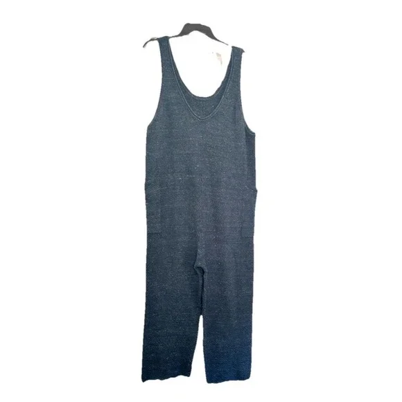 Free People Beach Hailee Knit Sweater Jumper Jumpsuit Navy Sz M Boho Beach - Picture 10 of 12